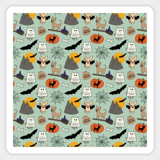 Halloween chihuahuas - light blue green Sticker